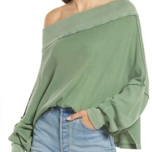 We the Free Small Waffle Knit Oversized Off the Shoulder